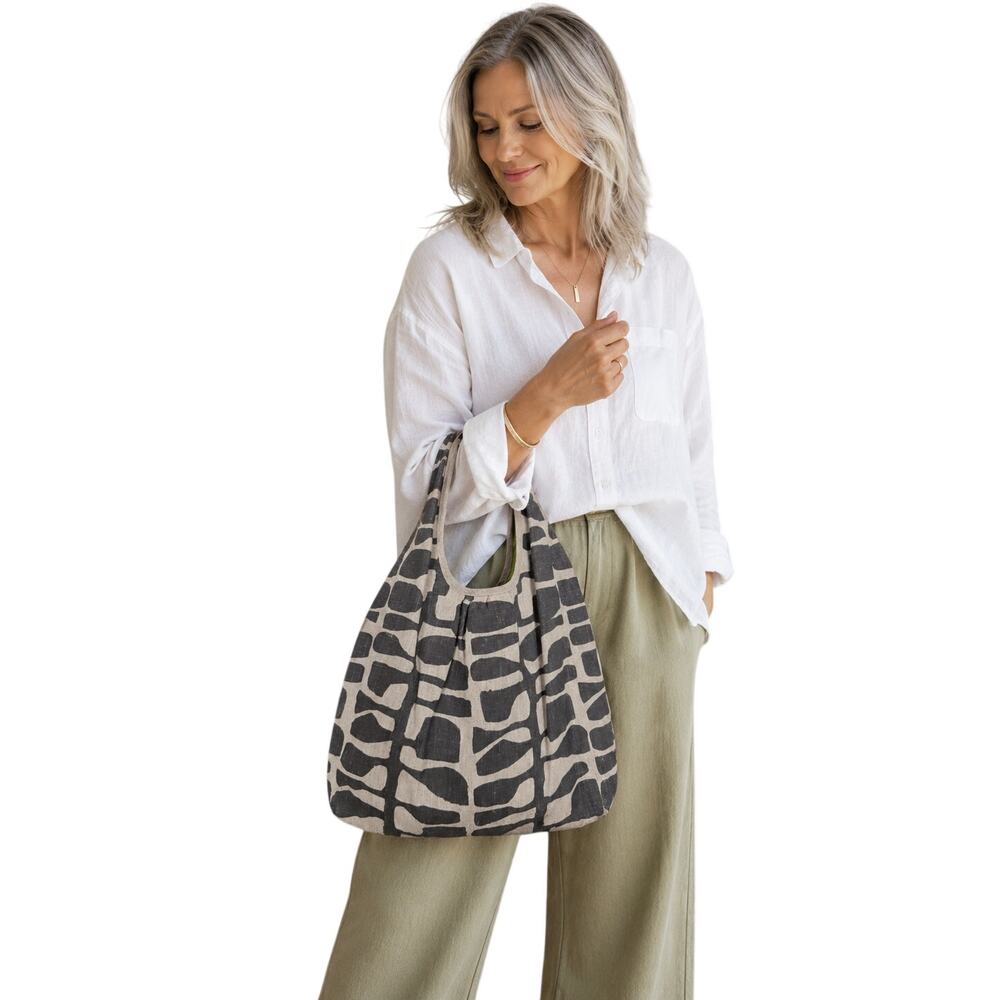 Lotta Jansdotter 100% Linen Tote Bag Gray Natural Lithuania